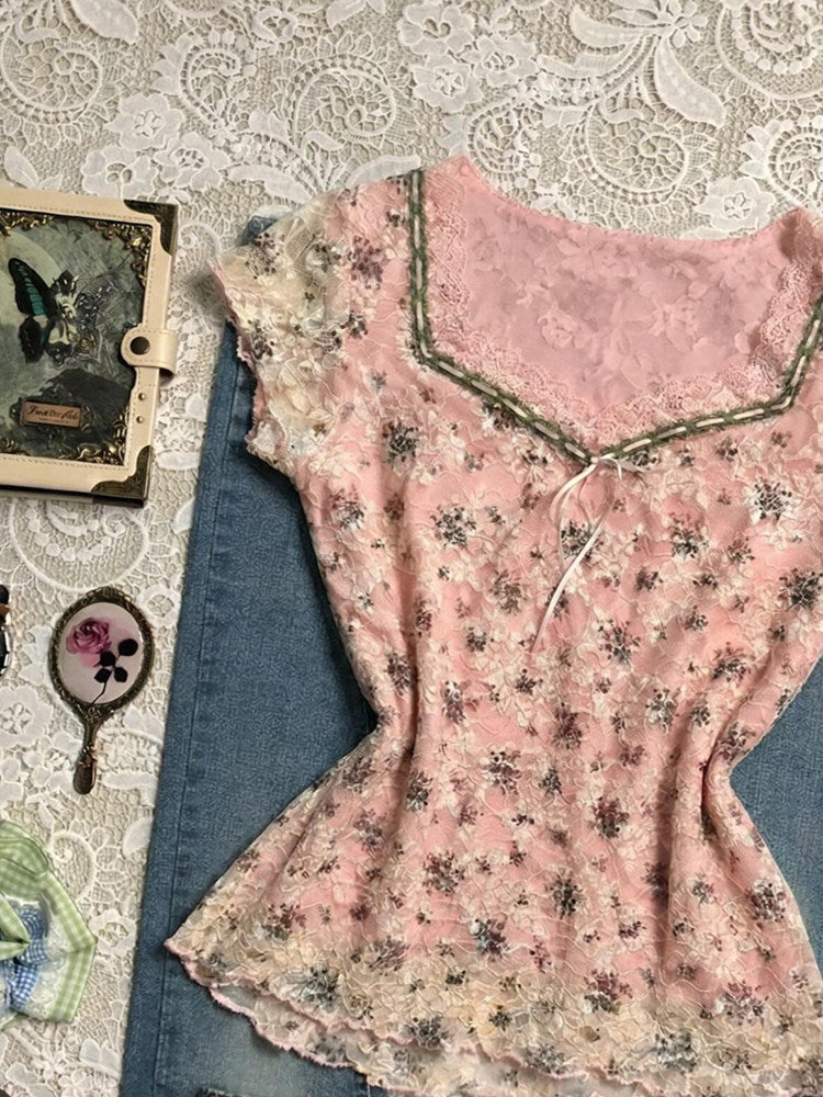 vintage pink lace shirt