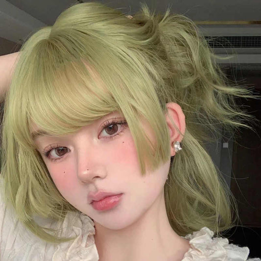 Princess Cut Green Fluffy Wig