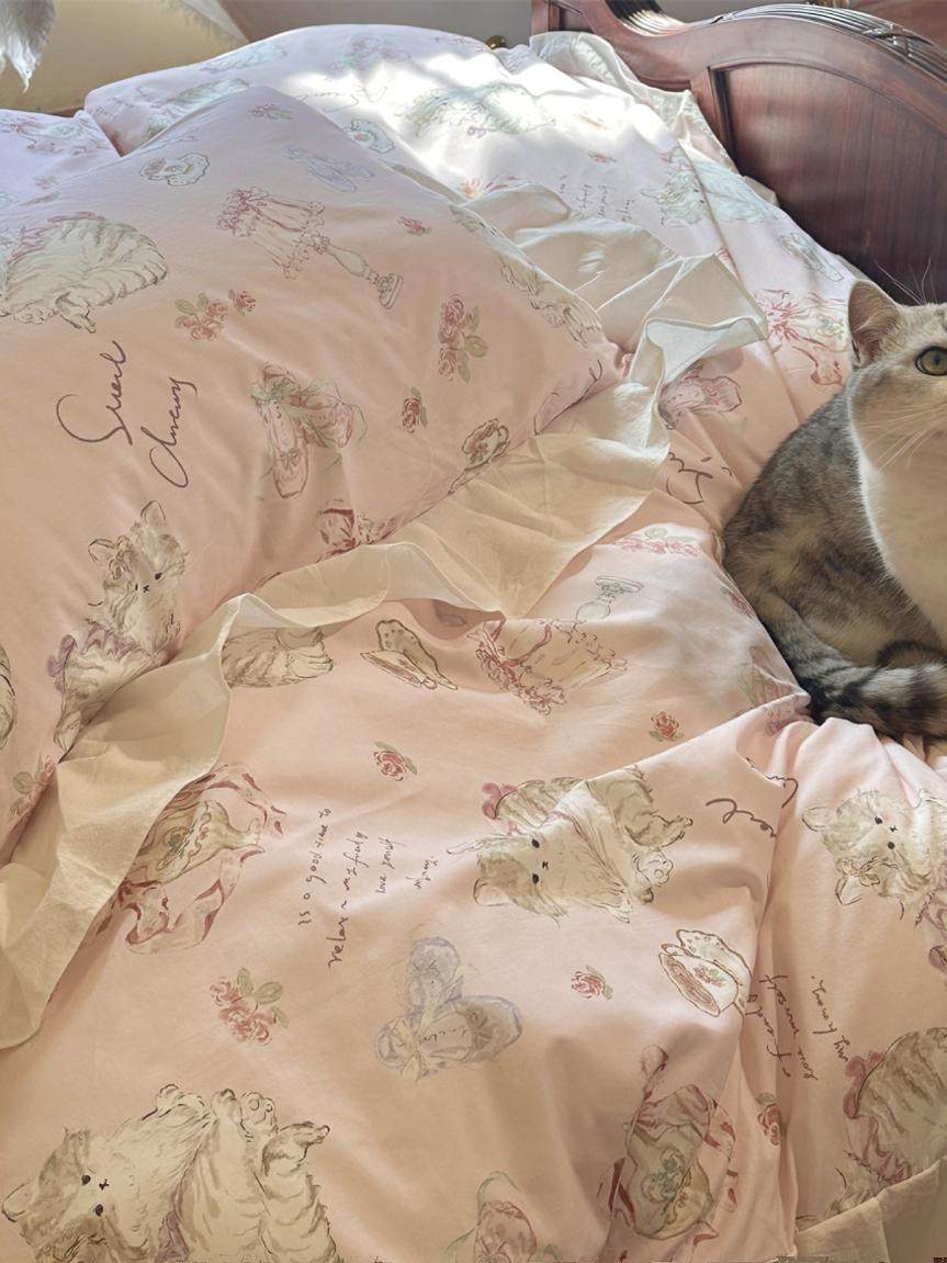 lolita pink four piece bed sheet set