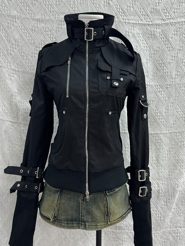 retro buckles black jacket