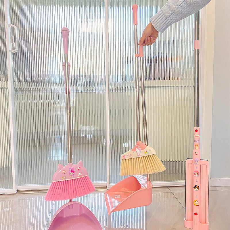 Cute Cartoon Foldable Broom and Dustpan Set