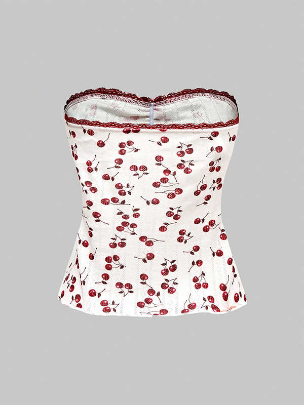 Cherry Lace Flower Tank Top