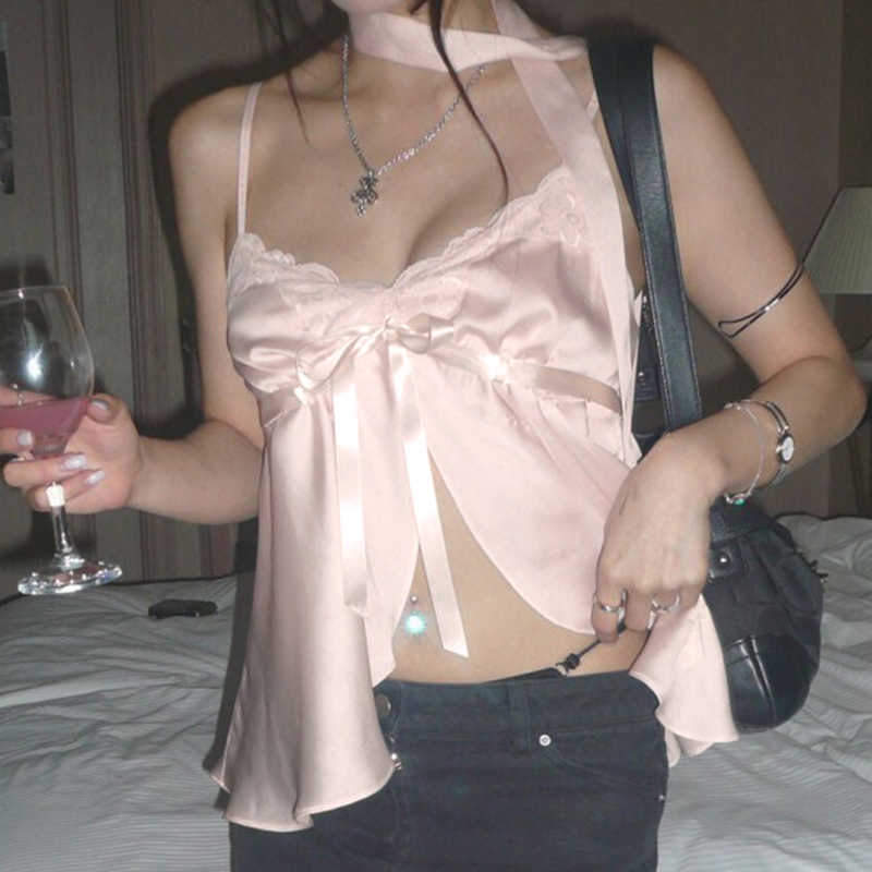 Coquette Pink Satin Tank Top
