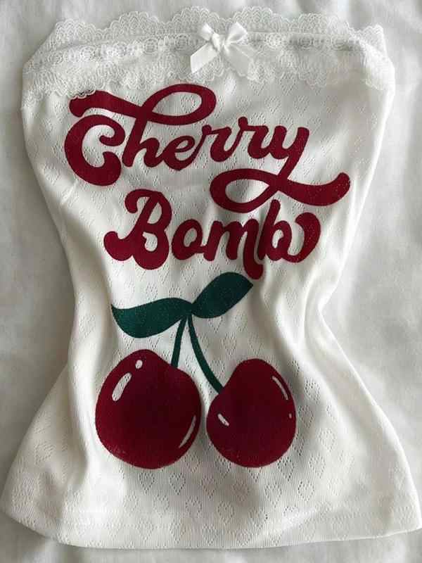 Cherry Printed Crop Top