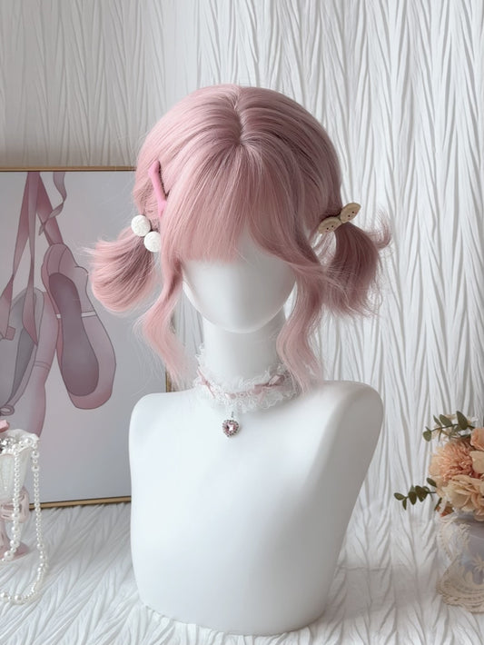Pink Curly Short Wig