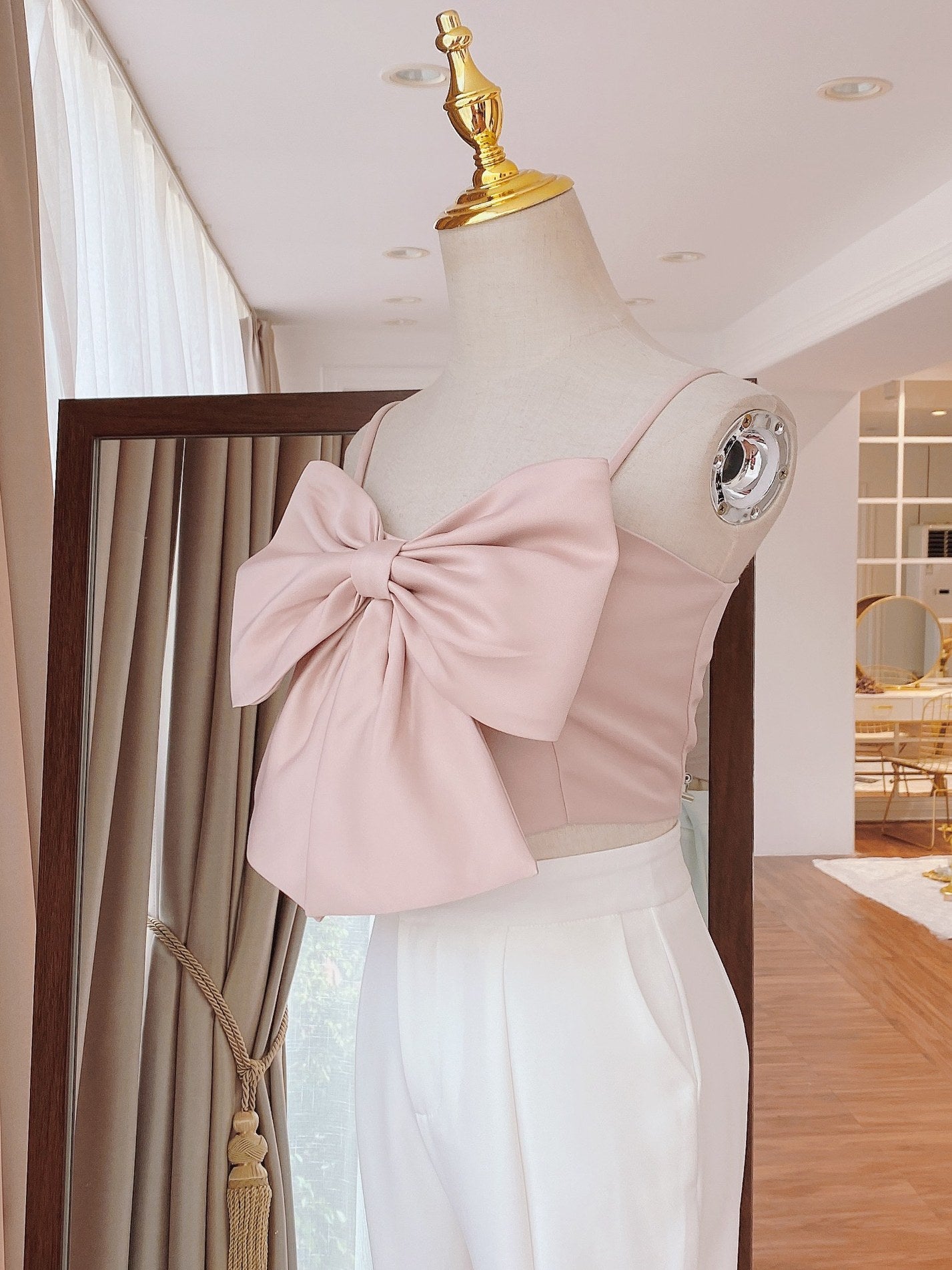 soft girl coquette bow shirt