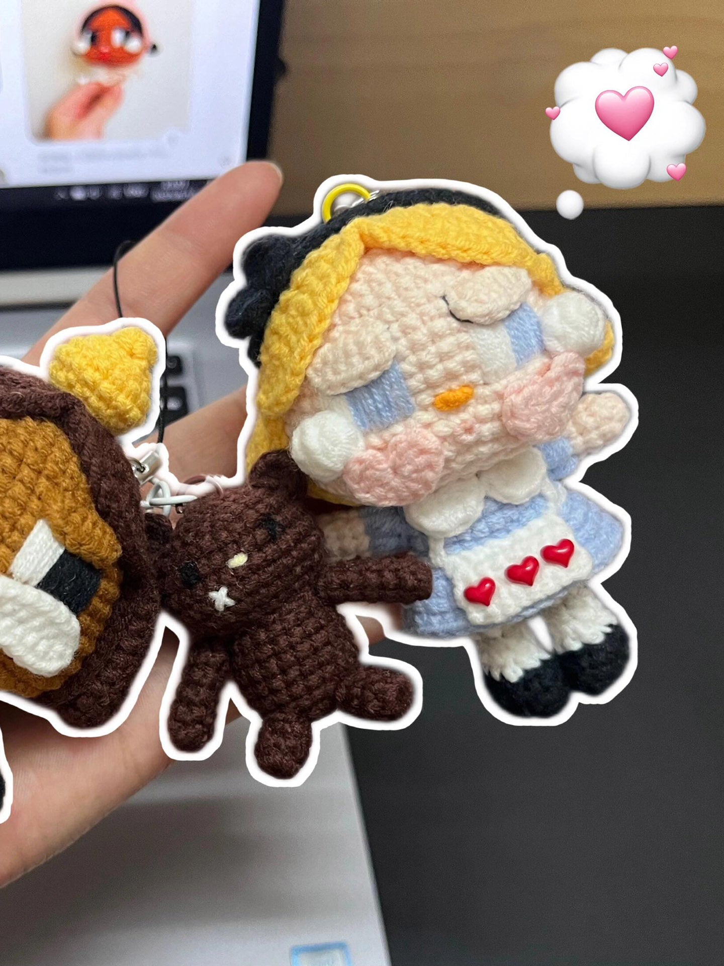 diy wool cute crying baby bear pendant