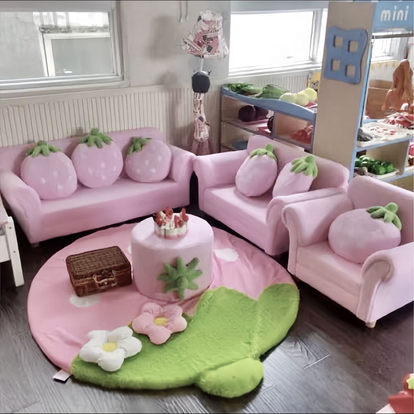 homemade cute strawberry bedside blanket