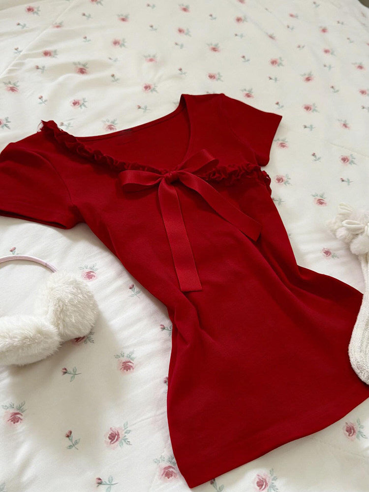 retro red bow shirt