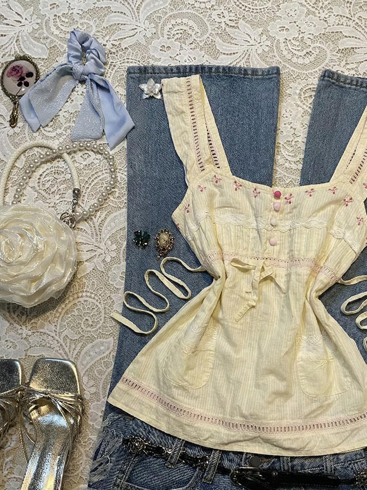 vintage light yellow tank top