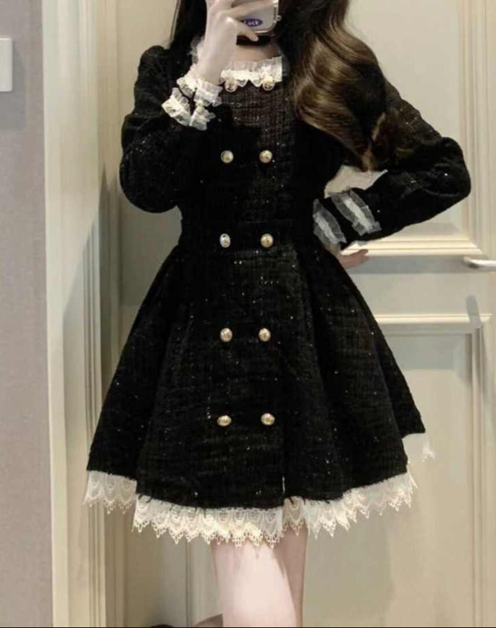 Dark Coquette Breasted Duffle Dress