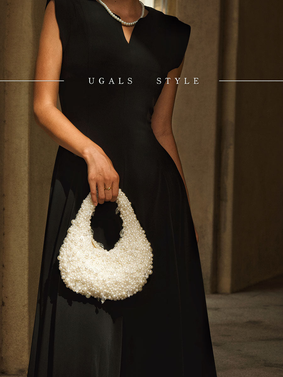 French vintage pearl underarm clutch bag