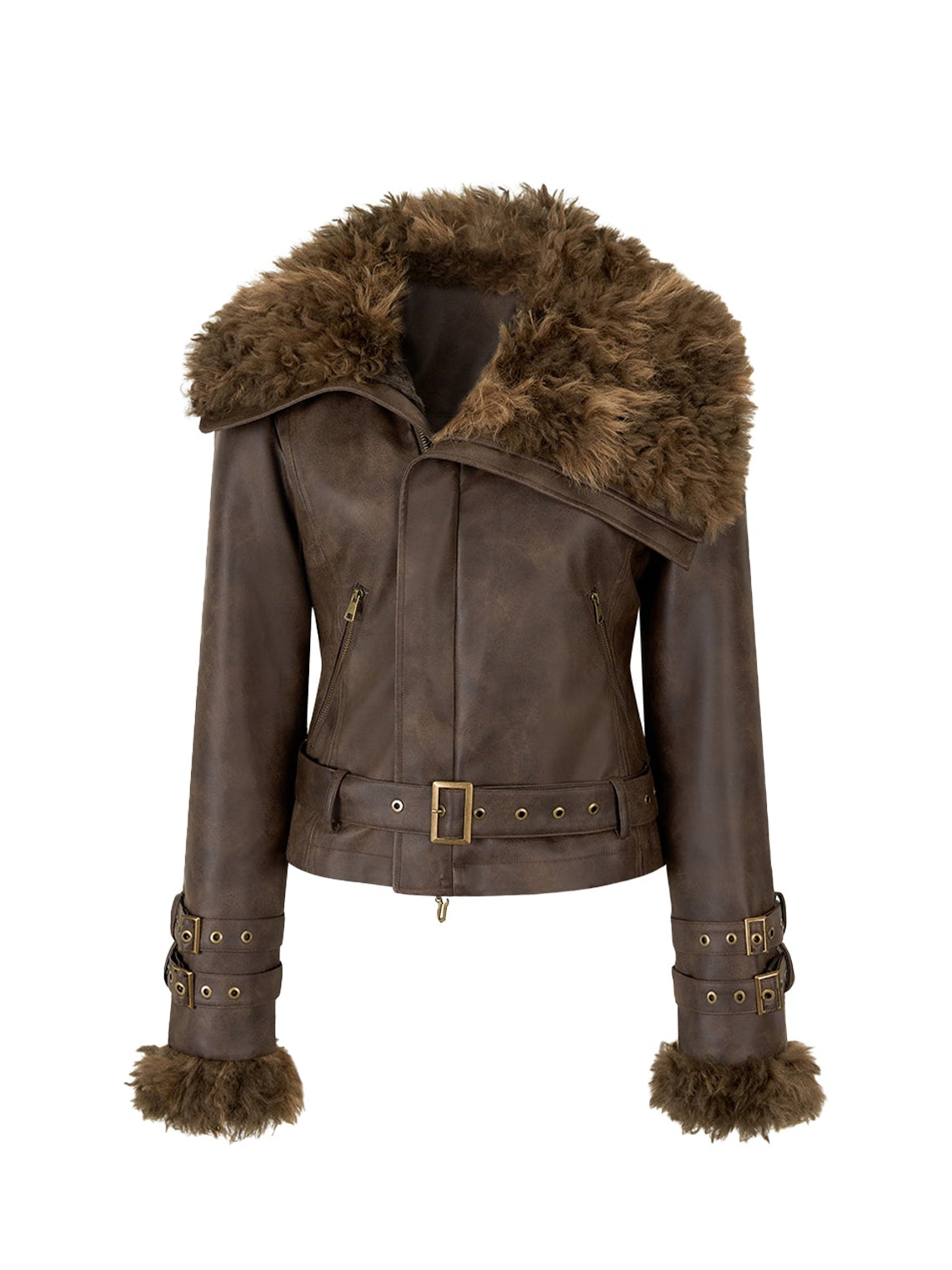 retro fur collar lapel one-piece short coat