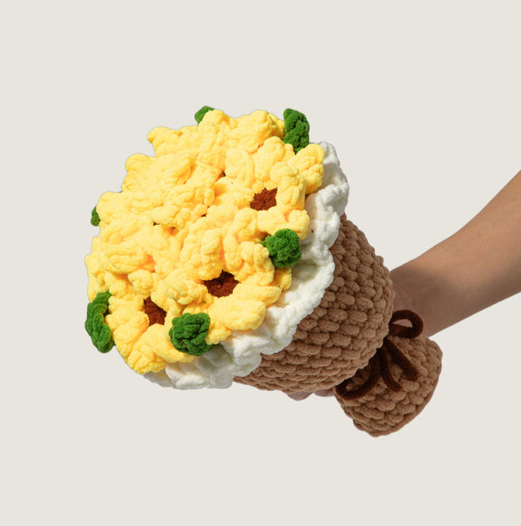 handmade knitted Sunflower bouquet