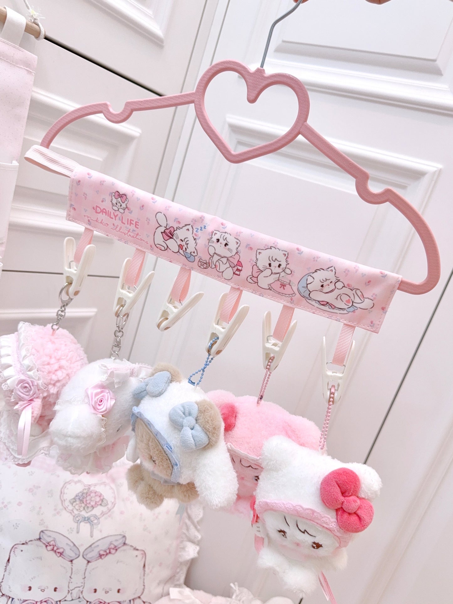 kawaii pink underwear drying rack