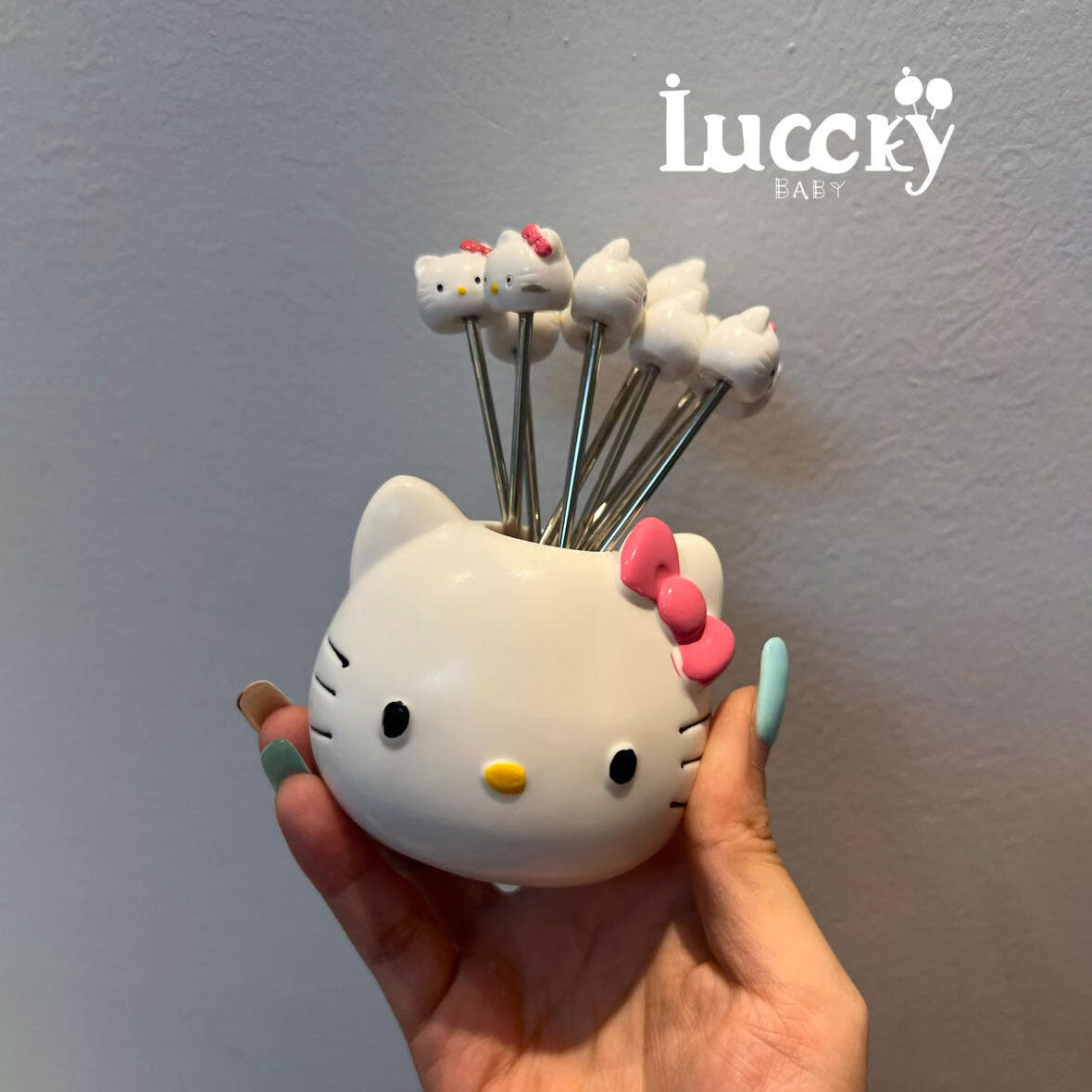 cute kitty Fruit fork stainless steel small fork