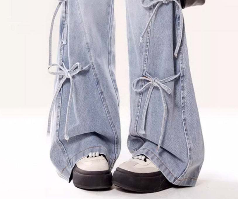 Retro Bow-tie Wide-leg Y2K Jeans