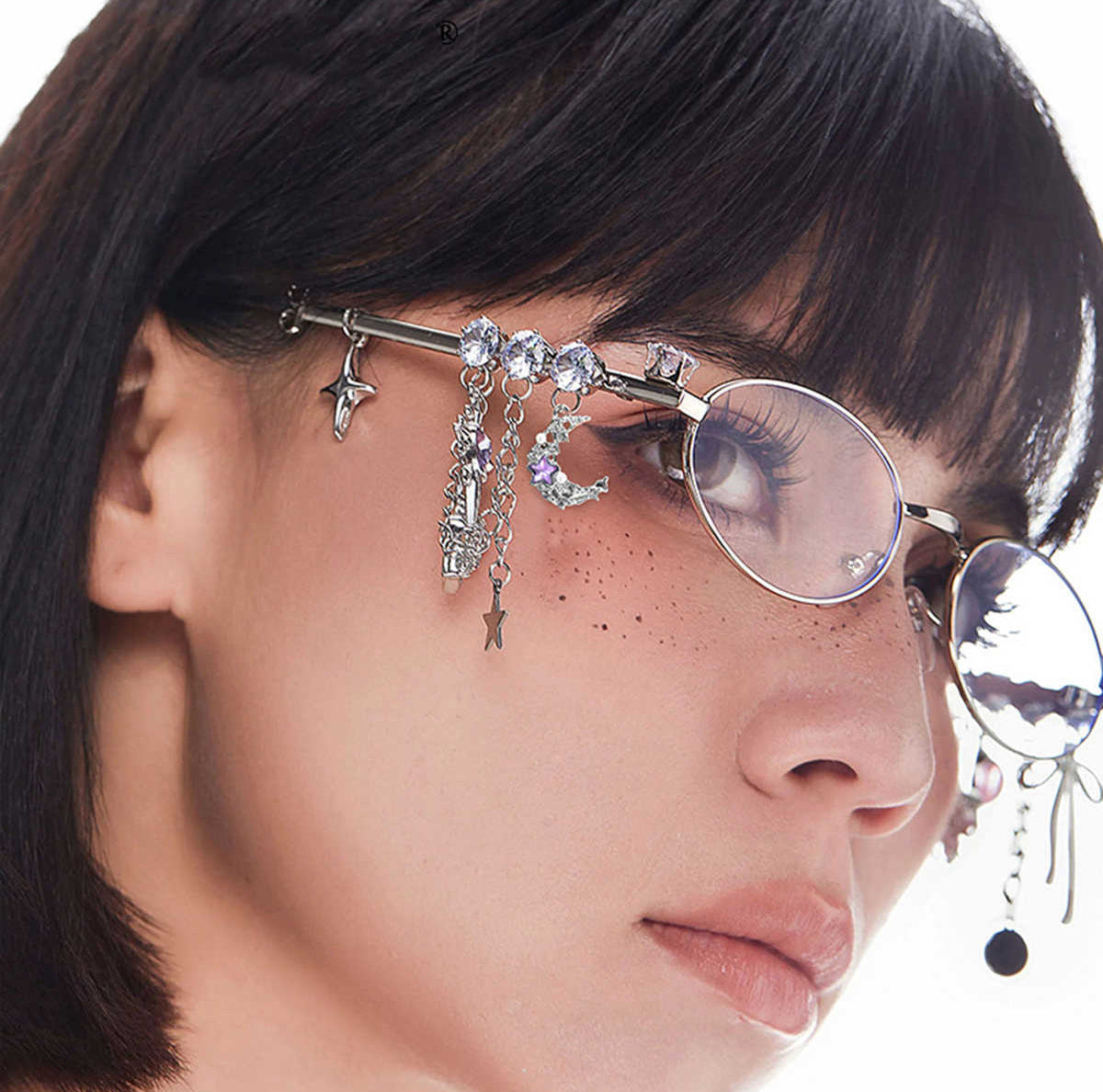 Y2K Butterfly Stars Metal Chain Sunglasses