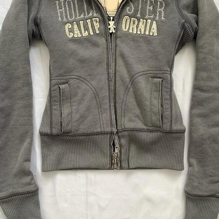 American retro gray printed jacket