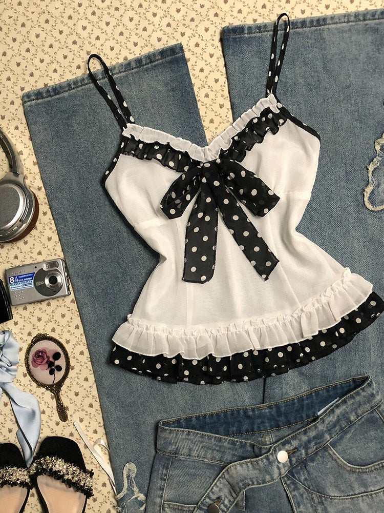 polka dots bow tank top