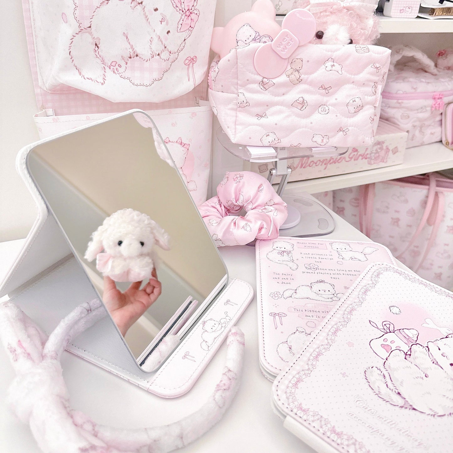 kawaii portable folding makeup mirror
