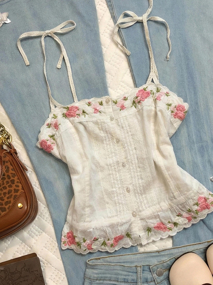floral straps tank top