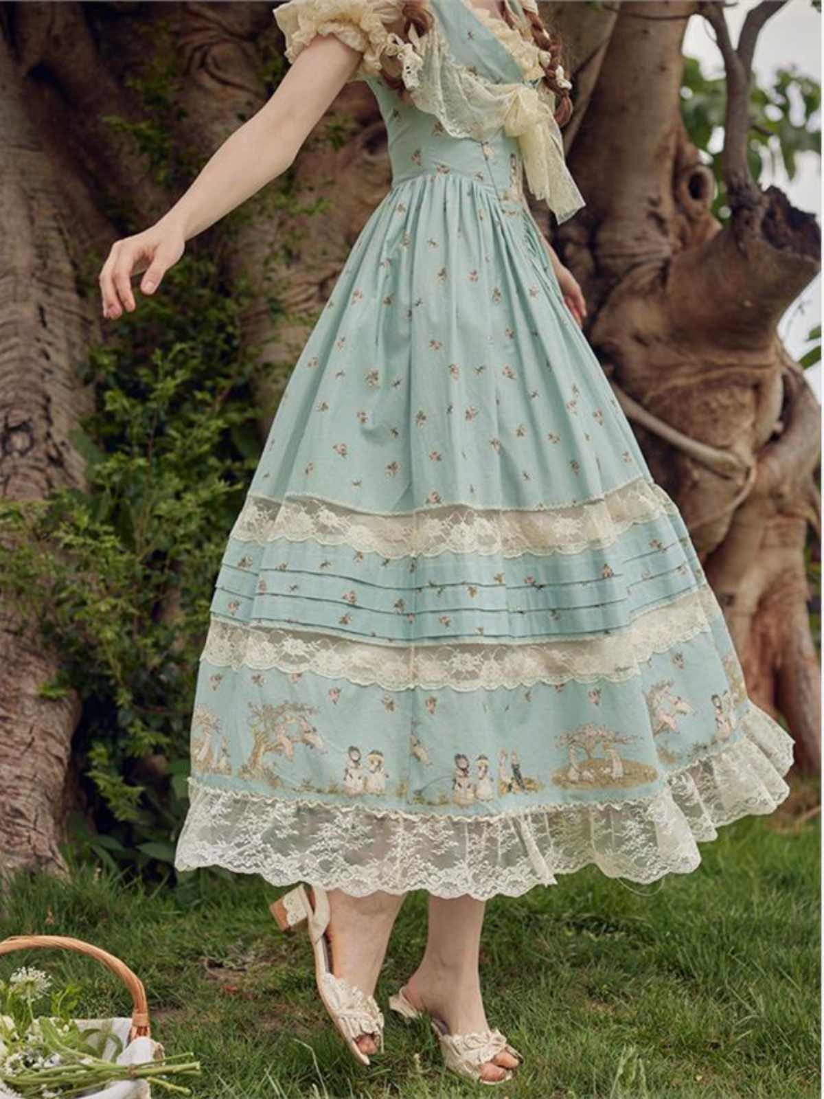 Forest Elf Pastoral Lace Fairy Dress