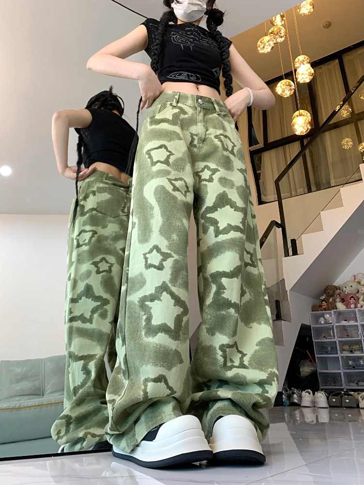 Y2K Camouflage Star Wide-leg Pants