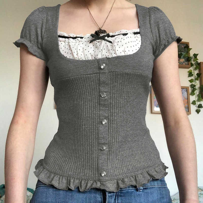 Coquette Polka-dot Bow Gray Shirt