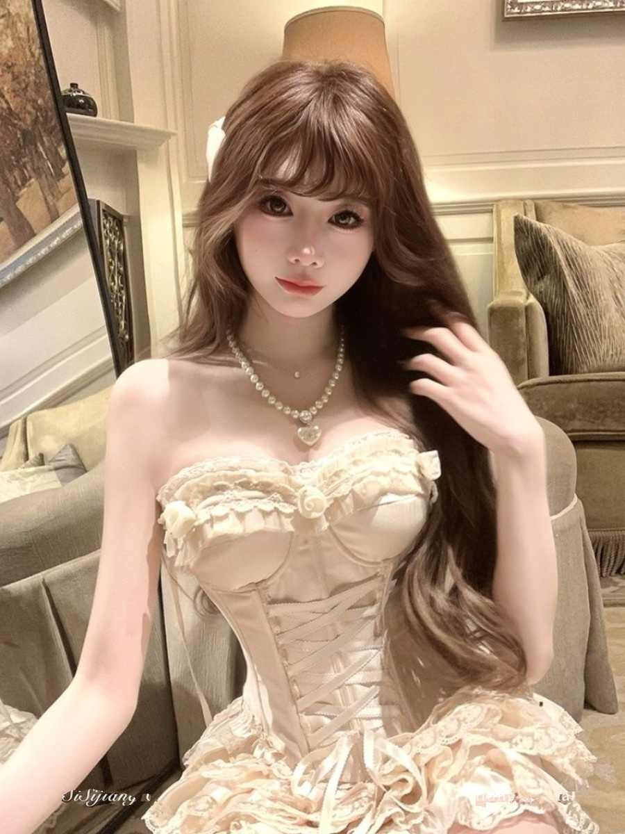 French Lace Strap Corset Coord