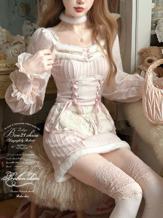 ballet pink coquette sweater dress