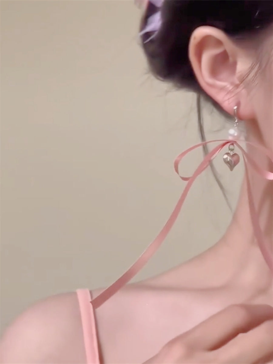 heart coquette bow earrings