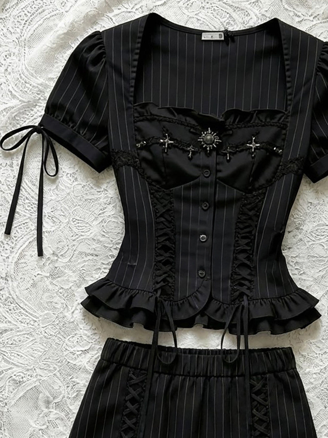 dark coquette bow suit