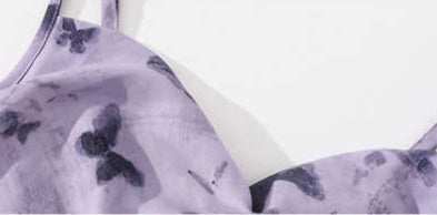 Purple Butterfly Print Suspender Dress