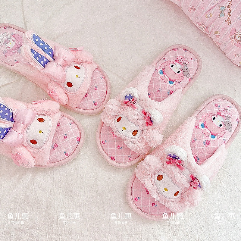 Cute girly heart velvet slippers
