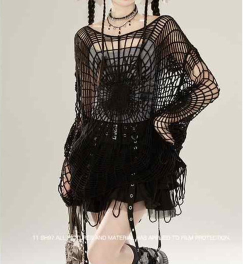 Y2K Gothic Spider Hollow Knitted Top