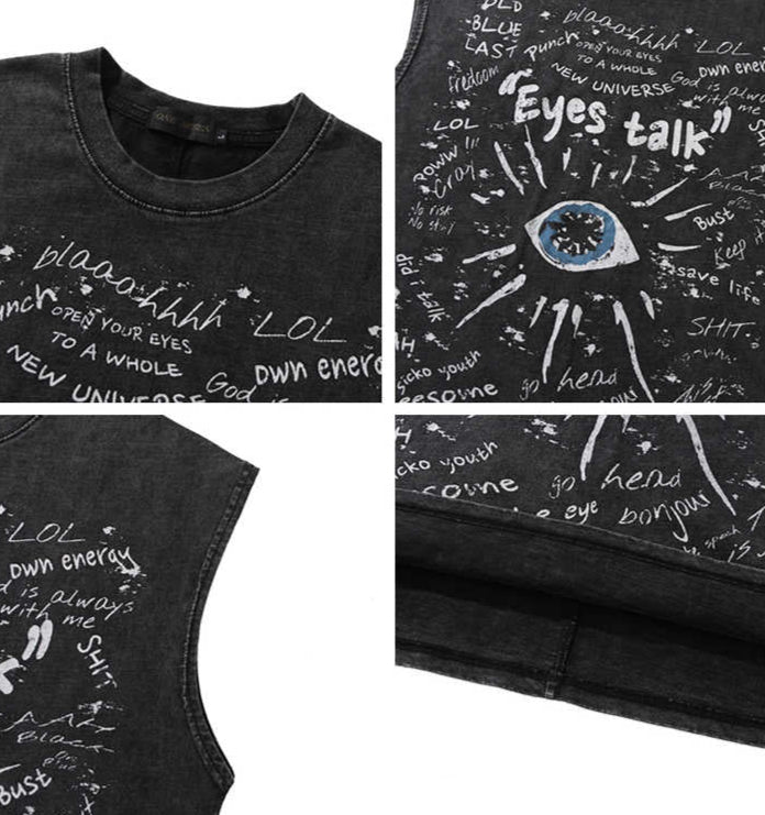 Grunge Eye of the Black Hole Washed Tank Top