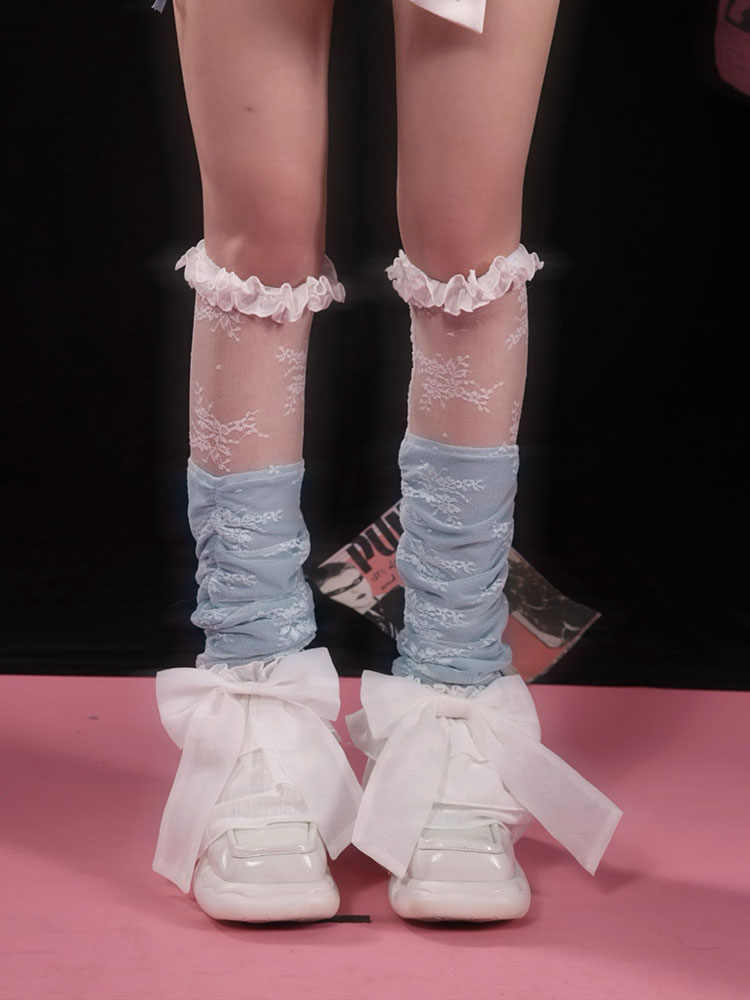 Y2K Bow Lace Calf Leg Warmers