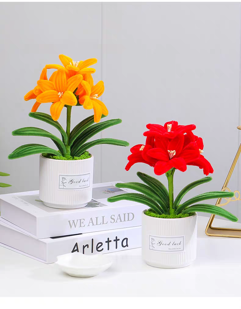 Finished twist stick large potted plant