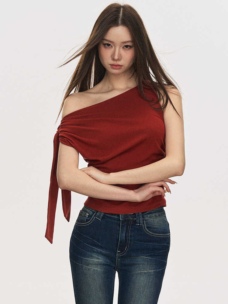 Lace-up Pleated Tank Top