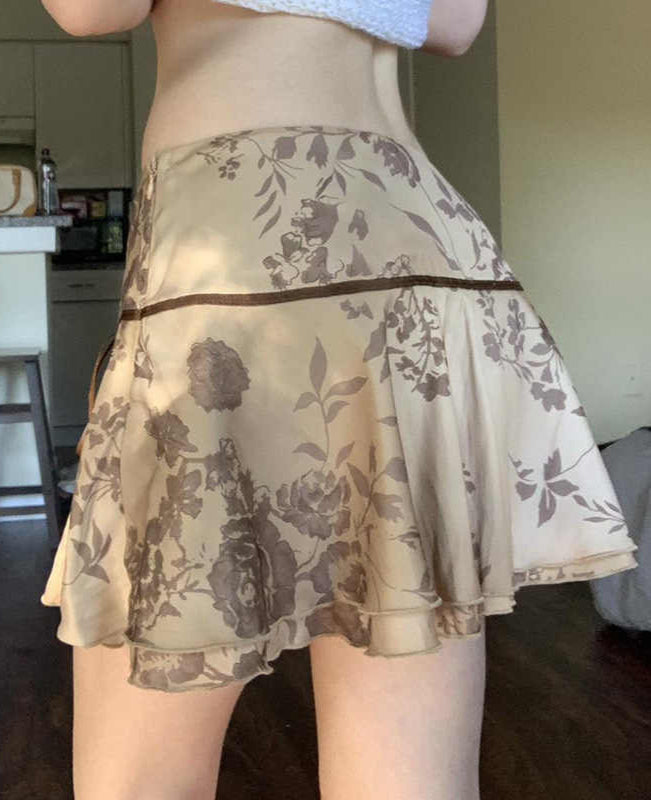 French Court Retro Floral Skirt