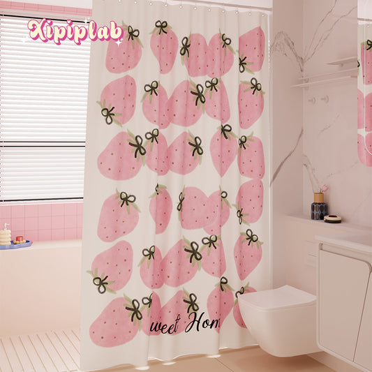 Pink Girly Strawberry Shower Curtain