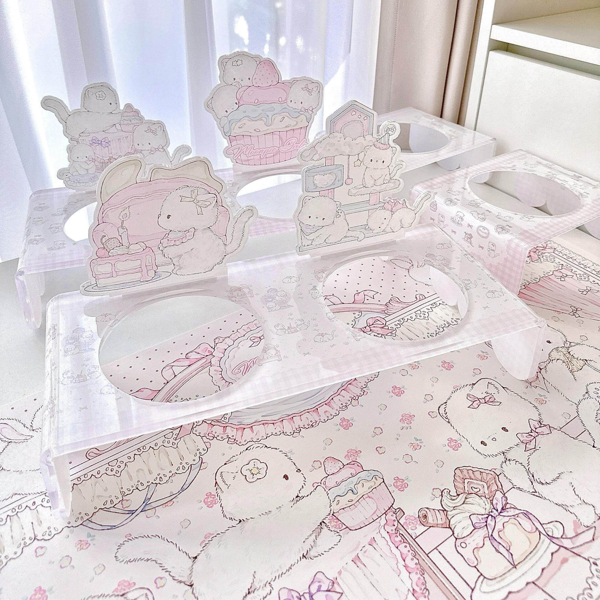 pink girly acrylic Pet bowl rack