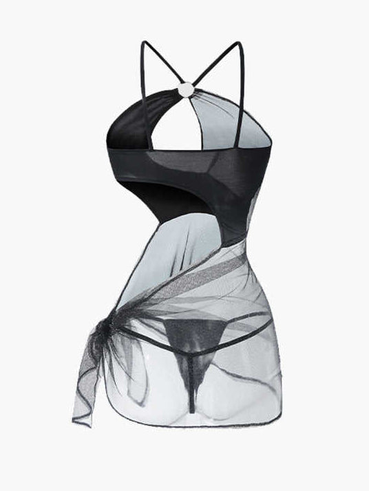 Black Mesh Hollow Pajamas