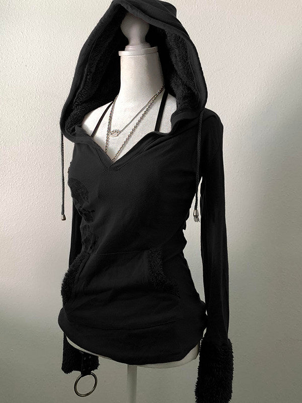 retro gray grunge hoodie