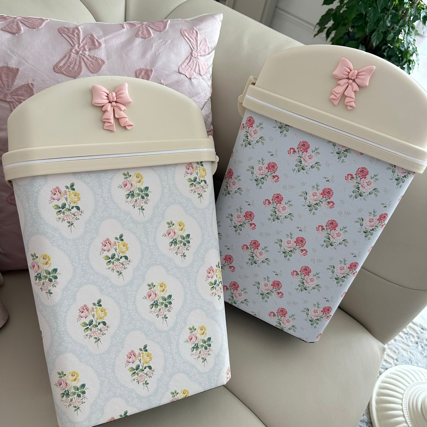 French Girly Floral Bathroom Narrow Trash