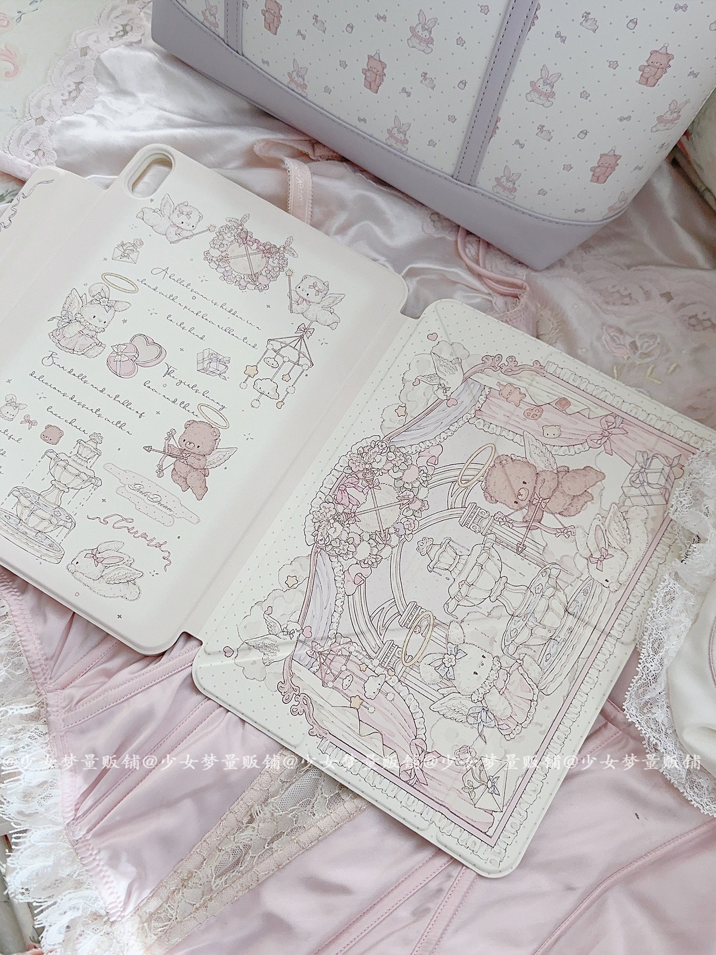 Girl's Dream Rabbit Bear iPad Protective Magnetic Case