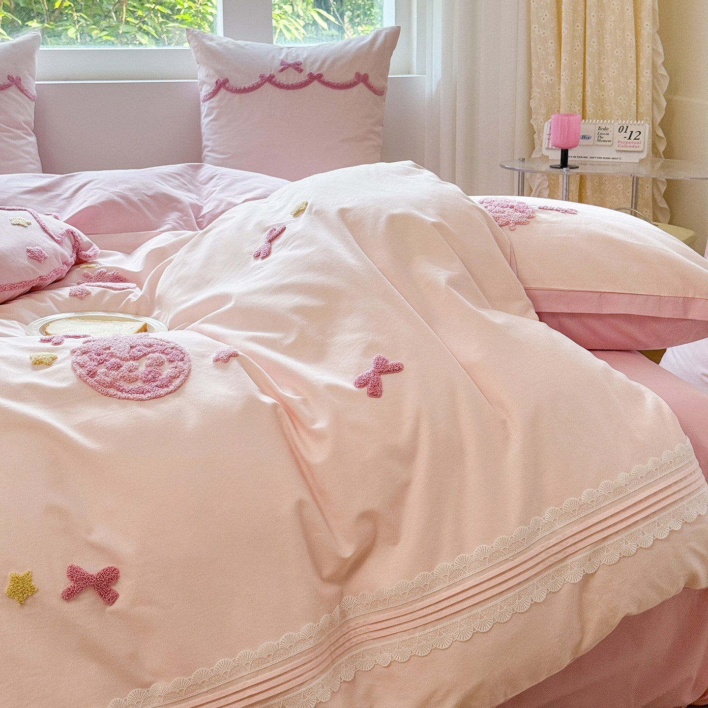 Pure cotton brushed quilt four-piece set