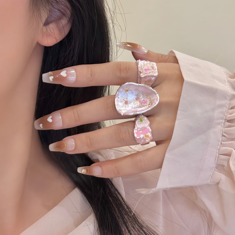 handmade enamel dripping oil cat bow applique ring