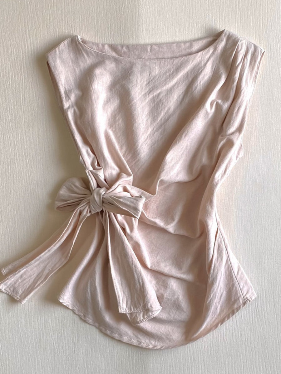 sleeveless retro coquette bow shirt